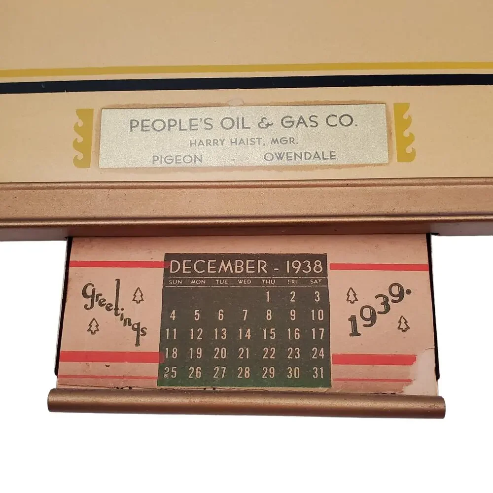 People's Oil & Gas Co. Advertising Calendar Pigeon Owendale 1939